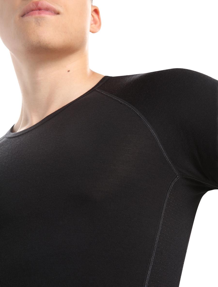 Icebreaker BodyfitZone™ Merino 150 Zone Long Sleeve Crewe Thermal Top Miesten Base Layers Mustat | FI 1363TCEV